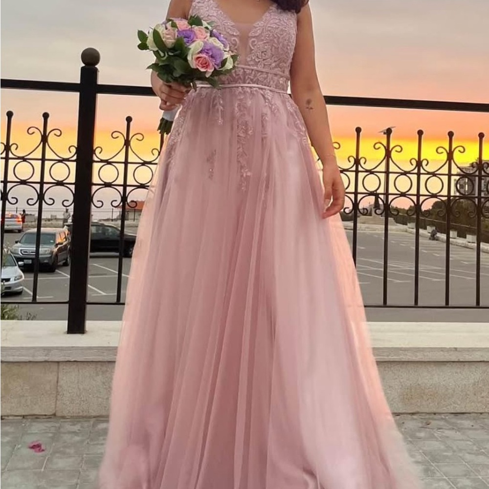 Dave & Johnny Blush Pink Prom Dress